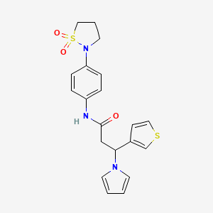 molecular formula C20H21N3O3S2 B14933688 N-[4-(1,1-dioxido-2-isothiazolidinyl)phenyl]-3-(1H-pyrrol-1-yl)-3-(3-thienyl)propanamide 