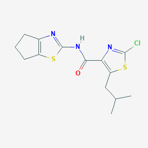 molecular formula C14H16ClN3OS2 B14933732 2-chloro-N-(5,6-dihydro-4H-cyclopenta[d]thiazol-2-yl)-5-isobutylthiazole-4-carboxamide 