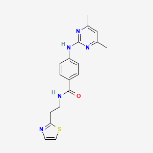 molecular formula C18H19N5OS B14933755 4-((4,6-dimethylpyrimidin-2-yl)amino)-N-(2-(thiazol-2-yl)ethyl)benzamide 