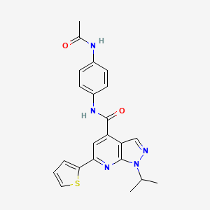 molecular formula C22H21N5O2S B14933777 N-[4-(acetylamino)phenyl]-1-(propan-2-yl)-6-(thiophen-2-yl)-1H-pyrazolo[3,4-b]pyridine-4-carboxamide 