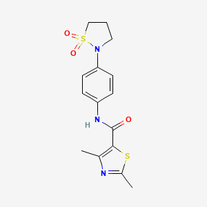 molecular formula C15H17N3O3S2 B14933815 N-[4-(1,1-dioxido-1,2-thiazolidin-2-yl)phenyl]-2,4-dimethyl-1,3-thiazole-5-carboxamide 