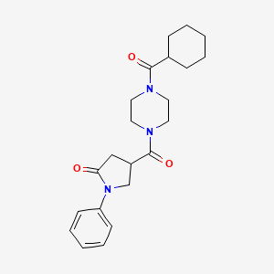 molecular formula C22H29N3O3 B14933966 4-{[4-(Cyclohexylcarbonyl)piperazin-1-yl]carbonyl}-1-phenylpyrrolidin-2-one 