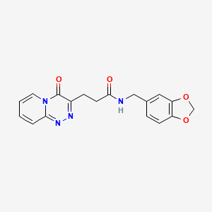 molecular formula C18H16N4O4 B14934076 N-(1,3-benzodioxol-5-ylmethyl)-3-(4-oxo-4H-pyrido[2,1-c][1,2,4]triazin-3-yl)propanamide 