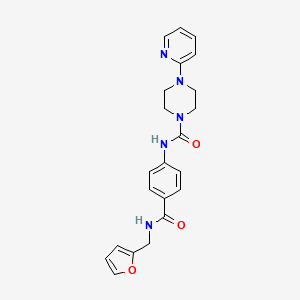 molecular formula C22H23N5O3 B14934087 N-{4-[(furan-2-ylmethyl)carbamoyl]phenyl}-4-(pyridin-2-yl)piperazine-1-carboxamide 