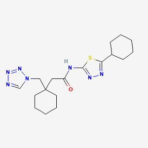 N-[(2E)-5-cyclohexyl-1,3,4-thiadiazol-2(3H)-ylidene]-2-[1-(1H-tetrazol-1-ylmethyl)cyclohexyl]acetamide