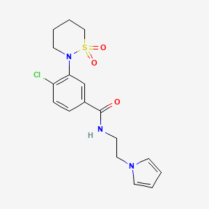 molecular formula C17H20ClN3O3S B14934135 4-chloro-3-(1,1-dioxido-1,2-thiazinan-2-yl)-N-[2-(1H-pyrrol-1-yl)ethyl]benzamide 