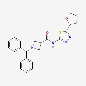 1-(diphenylmethyl)-N-[(2E)-5-(tetrahydrofuran-2-yl)-1,3,4-thiadiazol-2(3H)-ylidene]azetidine-3-carboxamide