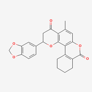 2-(1,3-benzodioxol-5-yl)-5-methyl-2,3,9,10,11,12-hexahydro-4H,8H-benzo[c]pyrano[2,3-f]chromene-4,8-dione