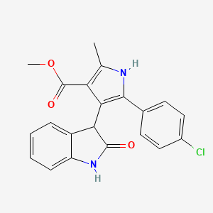 molecular formula C21H17ClN2O3 B14934261 2-Methyl-4-(2-oxoindoline-3-yl)-5-(4-chlorophenyl)-1H-pyrrole-3-carboxylic acid methyl ester 