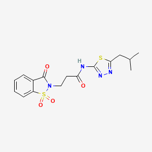 molecular formula C16H18N4O4S2 B14934310 3-(1,1-dioxido-3-oxo-1,2-benzothiazol-2(3H)-yl)-N-[5-(2-methylpropyl)-1,3,4-thiadiazol-2-yl]propanamide 