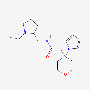 molecular formula C18H29N3O2 B14934341 N-[(1-ethyl-2-pyrrolidinyl)methyl]-2-[4-(1H-pyrrol-1-yl)tetrahydro-2H-pyran-4-yl]acetamide 