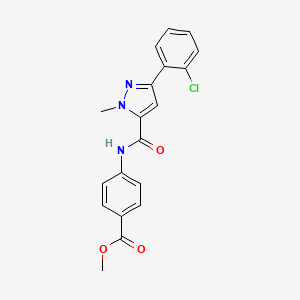 molecular formula C19H16ClN3O3 B14934363 methyl 4-({[3-(2-chlorophenyl)-1-methyl-1H-pyrazol-5-yl]carbonyl}amino)benzoate 