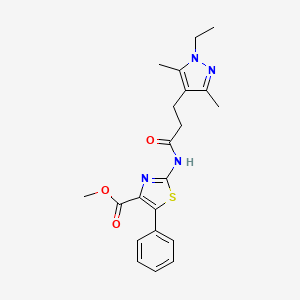 molecular formula C21H24N4O3S B14934370 methyl 2-{[3-(1-ethyl-3,5-dimethyl-1H-pyrazol-4-yl)propanoyl]amino}-5-phenyl-1,3-thiazole-4-carboxylate 