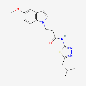 molecular formula C18H22N4O2S B14934405 3-(5-methoxy-1H-indol-1-yl)-N-[(2E)-5-(2-methylpropyl)-1,3,4-thiadiazol-2(3H)-ylidene]propanamide 