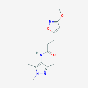 molecular formula C13H18N4O3 B14934410 3-(3-methoxy-1,2-oxazol-5-yl)-N-(1,3,5-trimethyl-1H-pyrazol-4-yl)propanamide 