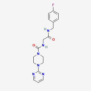 molecular formula C18H21FN6O2 B14934473 N-{2-[(4-fluorobenzyl)amino]-2-oxoethyl}-4-(pyrimidin-2-yl)piperazine-1-carboxamide 