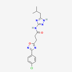 3-[3-(4-chlorophenyl)-1,2,4-oxadiazol-5-yl]-N-[3-(2-methylpropyl)-1H-1,2,4-triazol-5-yl]propanamide