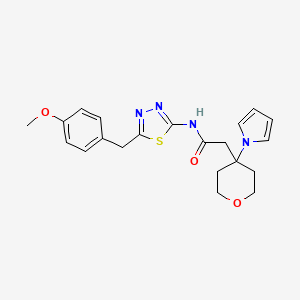 molecular formula C21H24N4O3S B14934512 N-[5-(4-methoxybenzyl)-1,3,4-thiadiazol-2-yl]-2-[4-(1H-pyrrol-1-yl)tetrahydro-2H-pyran-4-yl]acetamide 