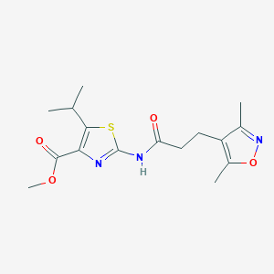 Methyl 2-{[3-(3,5-dimethyl-1,2-oxazol-4-yl)propanoyl]amino}-5-(propan-2-yl)-1,3-thiazole-4-carboxylate