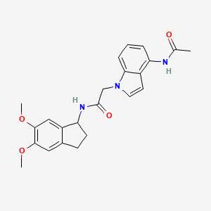 molecular formula C23H25N3O4 B14934584 2-[4-(acetylamino)-1H-indol-1-yl]-N-(5,6-dimethoxy-2,3-dihydro-1H-inden-1-yl)acetamide 