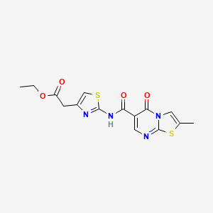 ethyl (2-{[(2-methyl-5-oxo-5H-[1,3]thiazolo[3,2-a]pyrimidin-6-yl)carbonyl]amino}-1,3-thiazol-4-yl)acetate