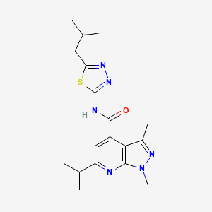 molecular formula C18H24N6OS B14934629 1,3-dimethyl-N-[(2E)-5-(2-methylpropyl)-1,3,4-thiadiazol-2(3H)-ylidene]-6-(propan-2-yl)-1H-pyrazolo[3,4-b]pyridine-4-carboxamide 