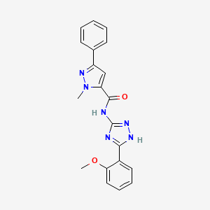 molecular formula C20H18N6O2 B14934729 N-[3-(2-methoxyphenyl)-1H-1,2,4-triazol-5-yl]-1-methyl-3-phenyl-1H-pyrazole-5-carboxamide 