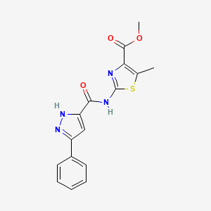 methyl 5-methyl-2-{[(5-phenyl-1H-pyrazol-3-yl)carbonyl]amino}-1,3-thiazole-4-carboxylate