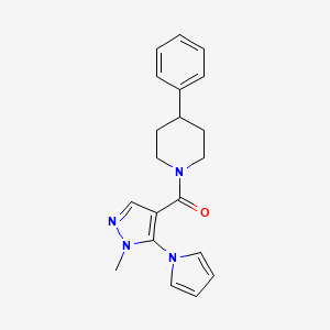 molecular formula C20H22N4O B14934808 [1-methyl-5-(1H-pyrrol-1-yl)-1H-pyrazol-4-yl](4-phenylpiperidin-1-yl)methanone 