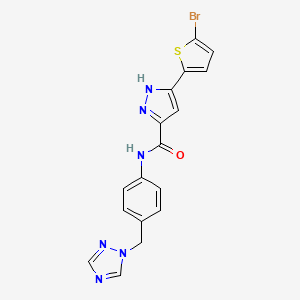 molecular formula C17H13BrN6OS B14934849 5-(5-bromothiophen-2-yl)-N-[4-(1H-1,2,4-triazol-1-ylmethyl)phenyl]-1H-pyrazole-3-carboxamide 