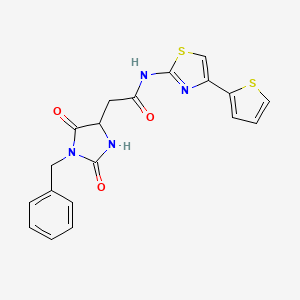 2-(1-benzyl-2,5-dioxoimidazolidin-4-yl)-N-[4-(thiophen-2-yl)-1,3-thiazol-2-yl]acetamide