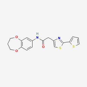 molecular formula C18H16N2O3S2 B14934992 N-(3,4-dihydro-2H-1,5-benzodioxepin-7-yl)-2-[2-(thiophen-2-yl)-1,3-thiazol-4-yl]acetamide 