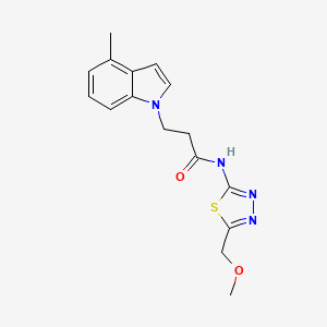 molecular formula C16H18N4O2S B14935012 N-[(2Z)-5-(methoxymethyl)-1,3,4-thiadiazol-2(3H)-ylidene]-3-(4-methyl-1H-indol-1-yl)propanamide 