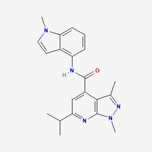 molecular formula C21H23N5O B14935018 1,3-dimethyl-N-(1-methyl-1H-indol-4-yl)-6-(propan-2-yl)-1H-pyrazolo[3,4-b]pyridine-4-carboxamide 