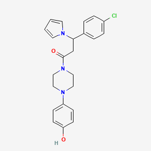 molecular formula C23H24ClN3O2 B14935025 4-{4-[3-(4-chlorophenyl)-3-(1H-pyrrol-1-yl)propanoyl]-1-piperazinyl}phenol 