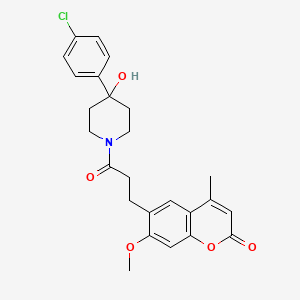 6-{3-[4-(4-chlorophenyl)-4-hydroxypiperidin-1-yl]-3-oxopropyl}-7-methoxy-4-methyl-2H-chromen-2-one