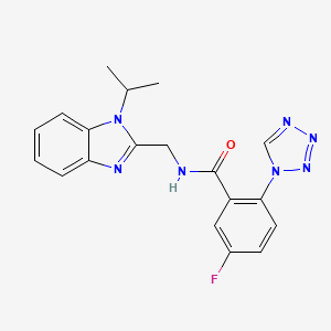 molecular formula C19H18FN7O B14935096 5-fluoro-N-{[1-(propan-2-yl)-1H-benzimidazol-2-yl]methyl}-2-(1H-tetrazol-1-yl)benzamide 