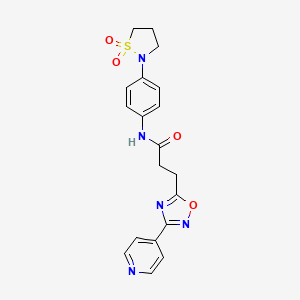 N-[4-(1,1-dioxido-1,2-thiazolidin-2-yl)phenyl]-3-[3-(pyridin-4-yl)-1,2,4-oxadiazol-5-yl]propanamide