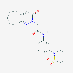 molecular formula C21H26N4O4S B14935151 N-[3-(1,1-dioxido-1,2-thiazinan-2-yl)phenyl]-2-(3-oxo-3,5,6,7,8,9-hexahydro-2H-cyclohepta[c]pyridazin-2-yl)acetamide 