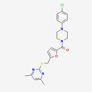 molecular formula C22H23ClN4O2S B14935208 [4-(4-Chlorophenyl)piperazin-1-yl](5-{[(4,6-dimethylpyrimidin-2-yl)sulfanyl]methyl}furan-2-yl)methanone 