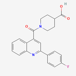 molecular formula C22H19FN2O3 B14935288 1-{[2-(4-Fluorophenyl)quinolin-4-yl]carbonyl}piperidine-4-carboxylic acid 