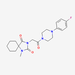 molecular formula C21H27FN4O3 B14935316 3-{2-[4-(4-Fluorophenyl)piperazin-1-yl]-2-oxoethyl}-1-methyl-1,3-diazaspiro[4.5]decane-2,4-dione 