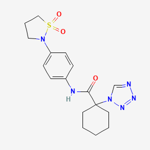 molecular formula C17H22N6O3S B14935337 N-[4-(1,1-dioxido-1,2-thiazolidin-2-yl)phenyl]-1-(1H-tetrazol-1-yl)cyclohexanecarboxamide 