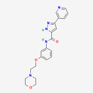 molecular formula C21H23N5O3 B14935491 N-{3-[2-(morpholin-4-yl)ethoxy]phenyl}-3-(pyridin-3-yl)-1H-pyrazole-5-carboxamide 