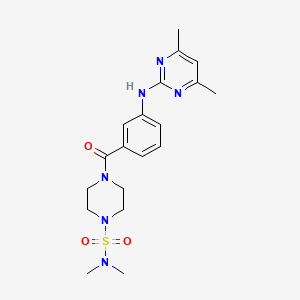 molecular formula C19H26N6O3S B14935586 4-(3-((4,6-dimethylpyrimidin-2-yl)amino)benzoyl)-N,N-dimethylpiperazine-1-sulfonamide 