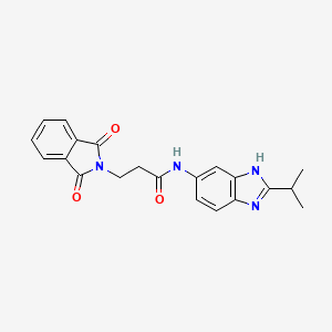 molecular formula C21H20N4O3 B14935598 3-(1,3-dioxo-1,3-dihydro-2H-isoindol-2-yl)-N-[2-(propan-2-yl)-1H-benzimidazol-6-yl]propanamide 