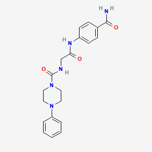 molecular formula C20H23N5O3 B14935604 N-(2-((4-carbamoylphenyl)amino)-2-oxoethyl)-4-phenylpiperazine-1-carboxamide 