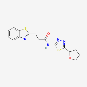 molecular formula C16H16N4O2S2 B14935736 3-(benzo[d]thiazol-2-yl)-N-(5-(tetrahydrofuran-2-yl)-1,3,4-thiadiazol-2-yl)propanamide 