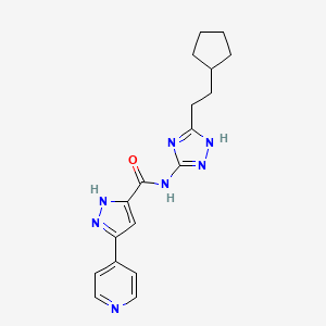 N-[5-(2-cyclopentylethyl)-1H-1,2,4-triazol-3-yl]-5-(pyridin-4-yl)-1H-pyrazole-3-carboxamide