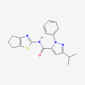 molecular formula C19H20N4OS B14935806 N-(5,6-dihydro-4H-cyclopenta[d][1,3]thiazol-2-yl)-1-phenyl-3-(propan-2-yl)-1H-pyrazole-5-carboxamide 